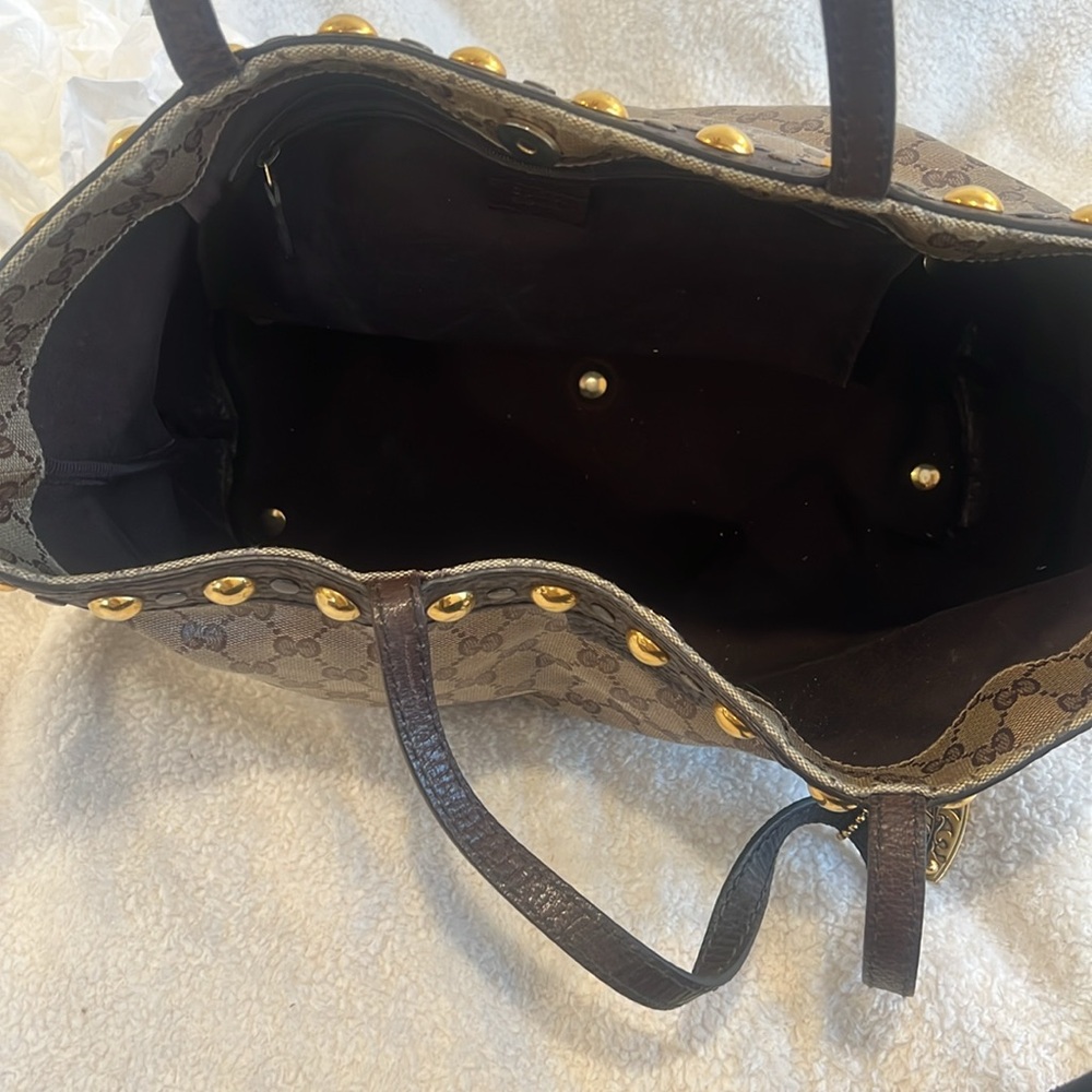 ✨ Vintage Gucci Classic Babouska Crystal Canvas and Leather Tote - Picture 11 of 13
